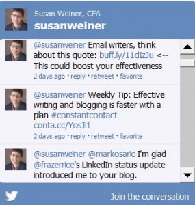 @susanweiner Twitter widget