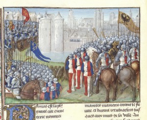 Chronique d'Ernoul et de Bernard le Trésorier - caption: 'Crusaders besieging Damascus'
