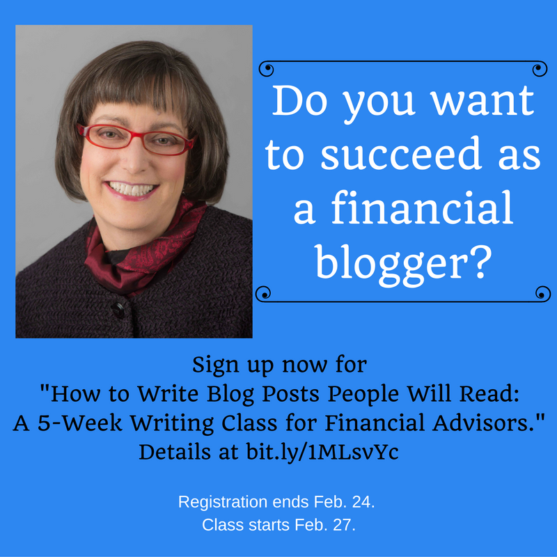 Financial Blogging class registration ends Feb. 24, 2017.