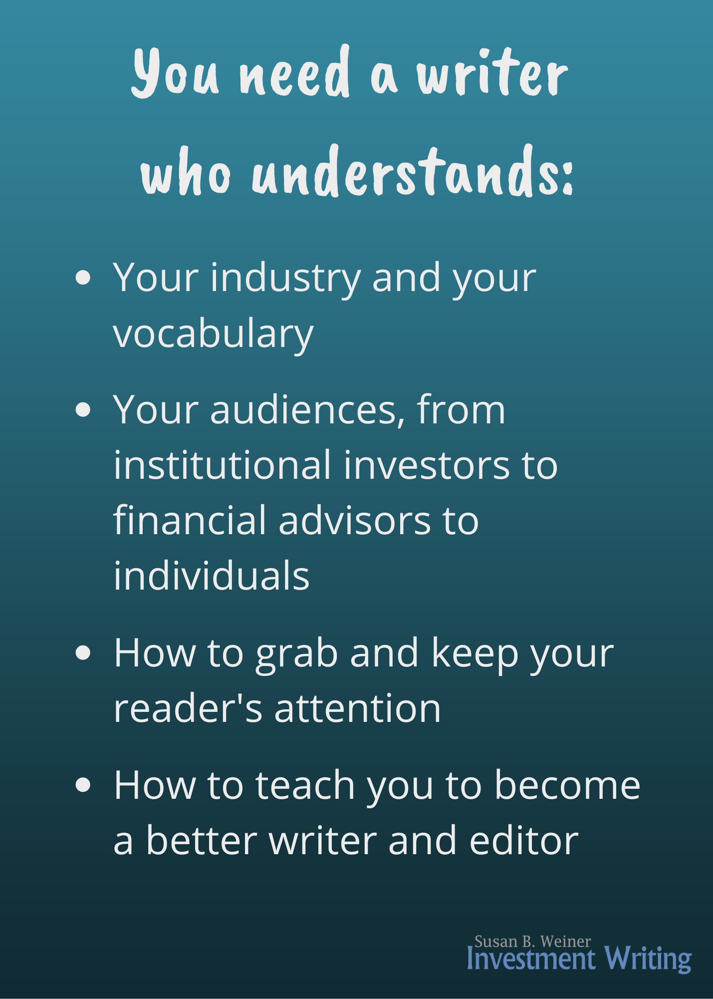 Why I write for you infographic