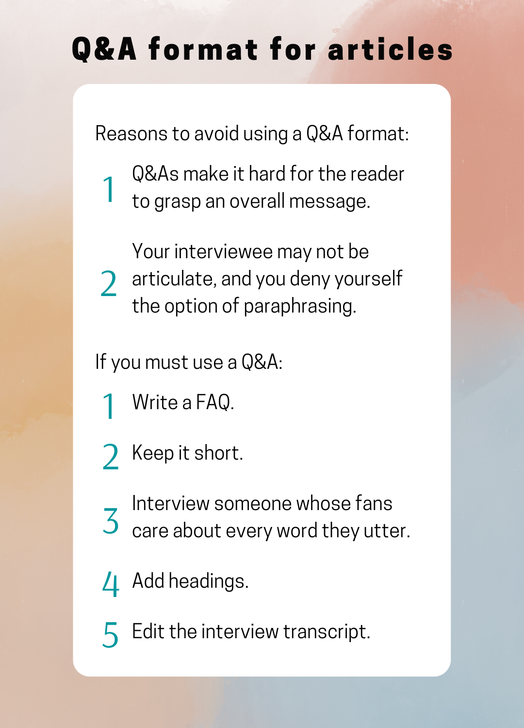 Q&A format for articles good or bad infographic