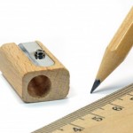 ruler, pencil, sharpener