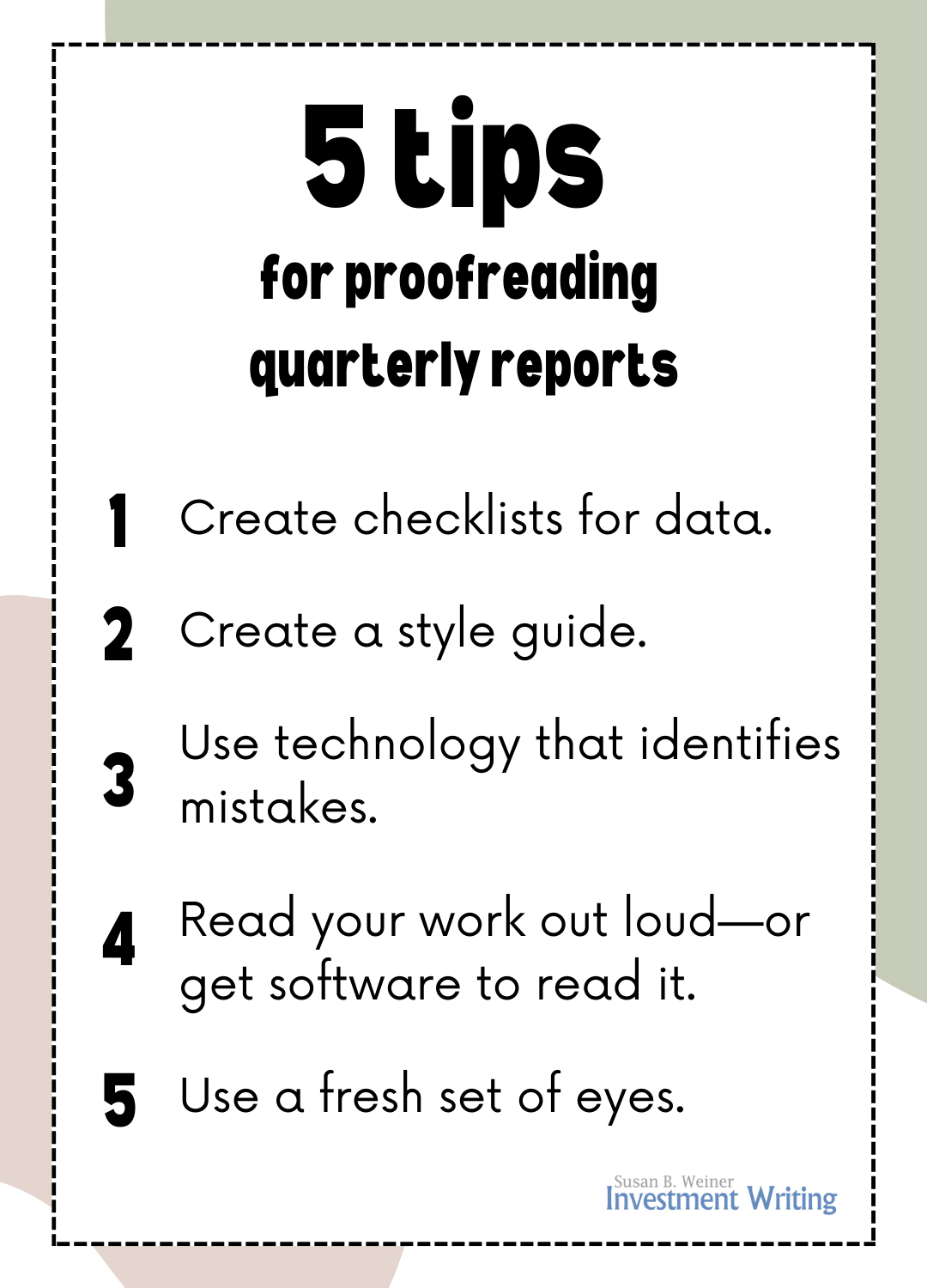 5 proofreading tips for quarterly investment reports infographic