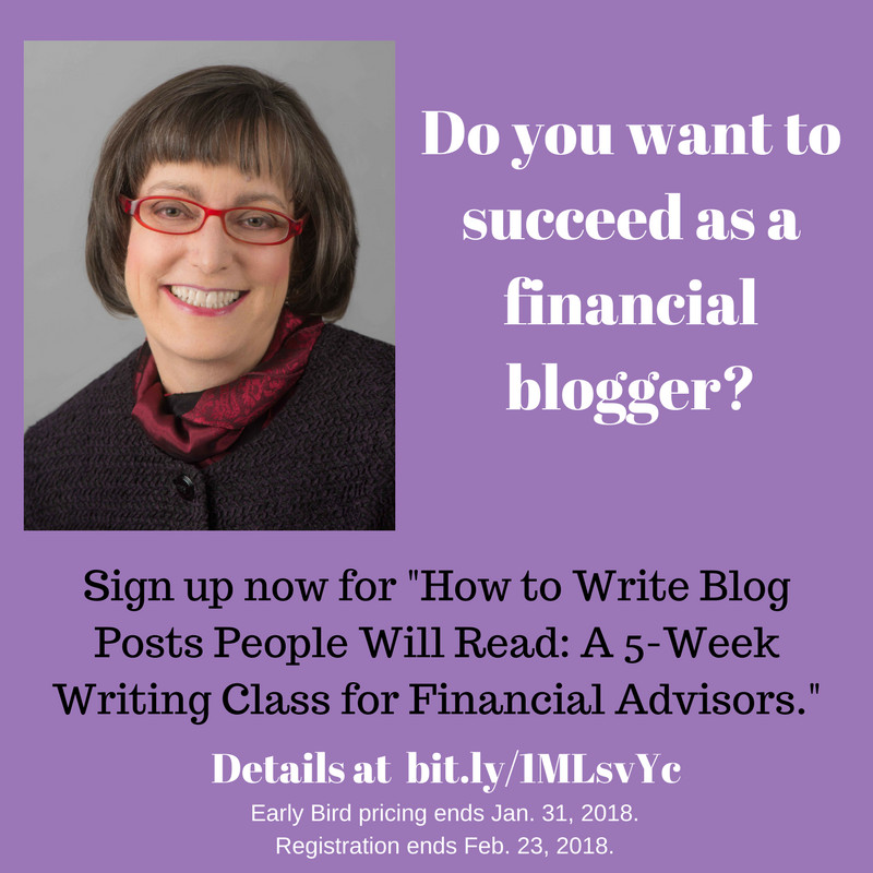 Early Bird registration for financial blogging class