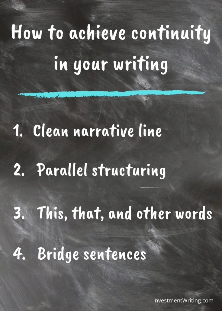How to achieve continuity in your writing