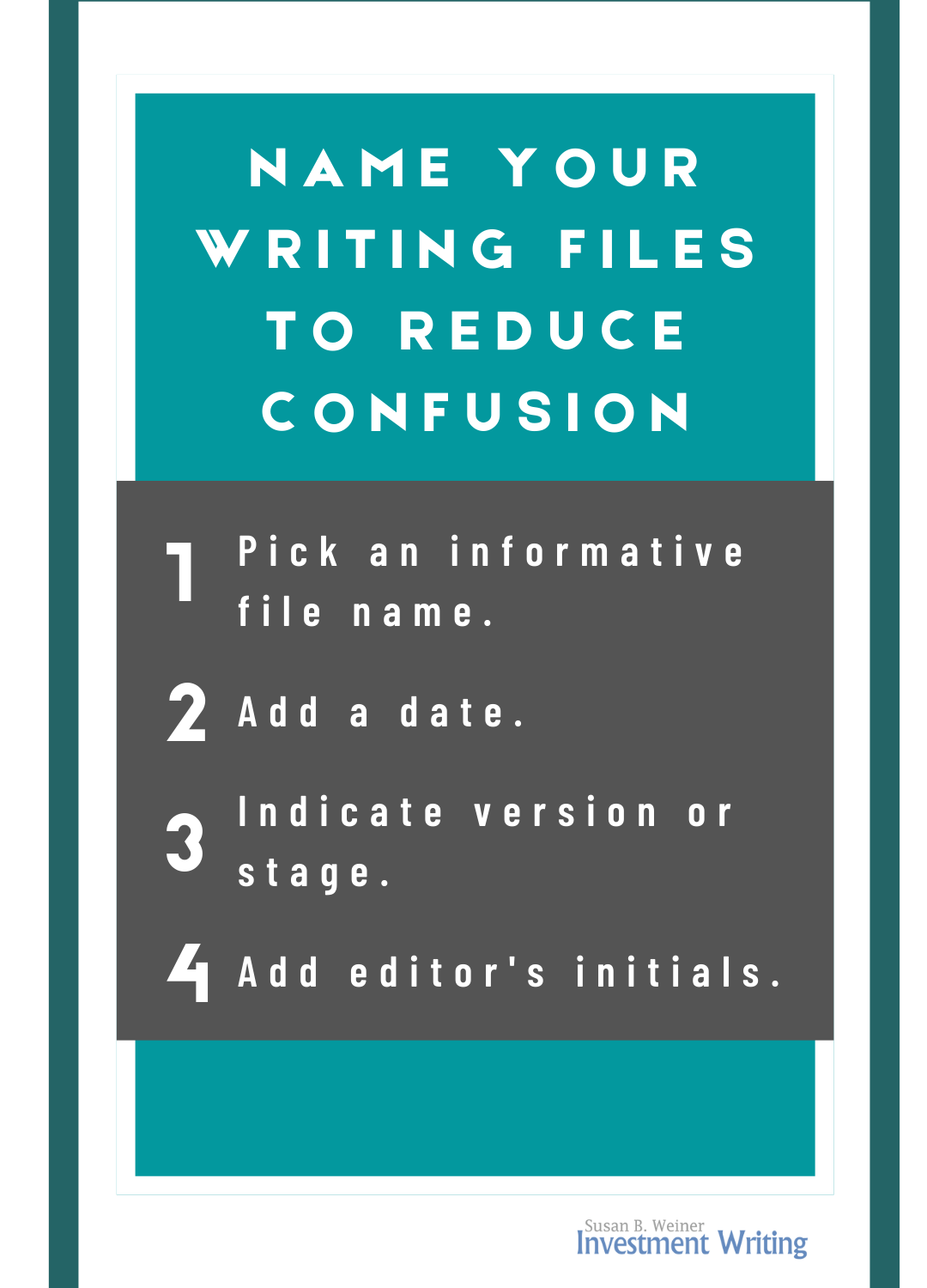 Name your writing files to reduce confusion infographic