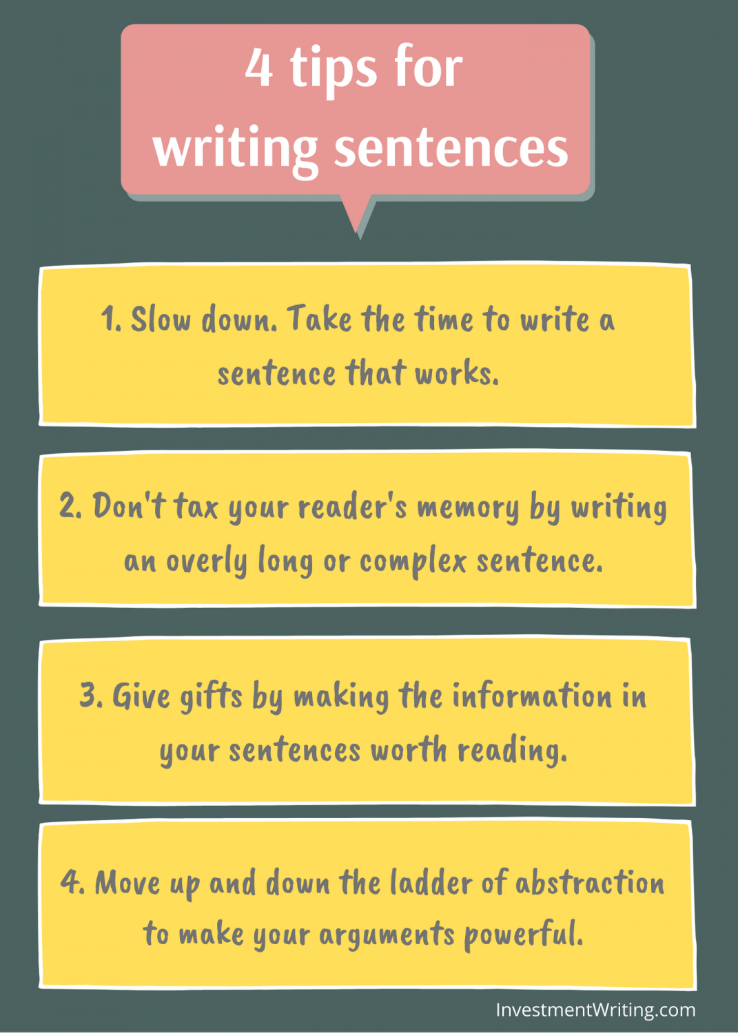 4 Great Tips For Writing Sentences Susan Weiner Investment Writing