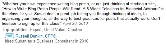 Russell Dunkin LinkedIn recommendation