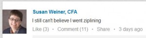 ziplining LinkedIn post