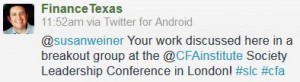 Susan Weiner discussed at CFA Institute Society Leadership Conference 099414