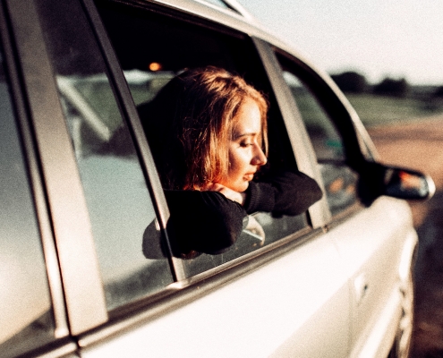 person riding in a luxurious cab