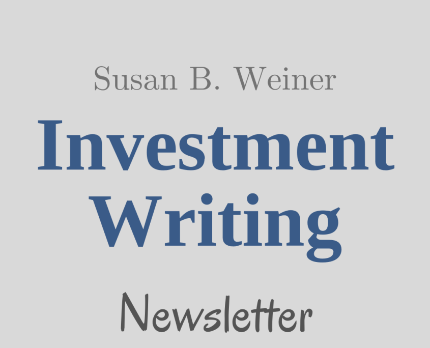 Susan Weiner Investment Writing